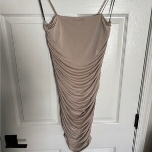 Forever 21 Rouched Taupe Dress